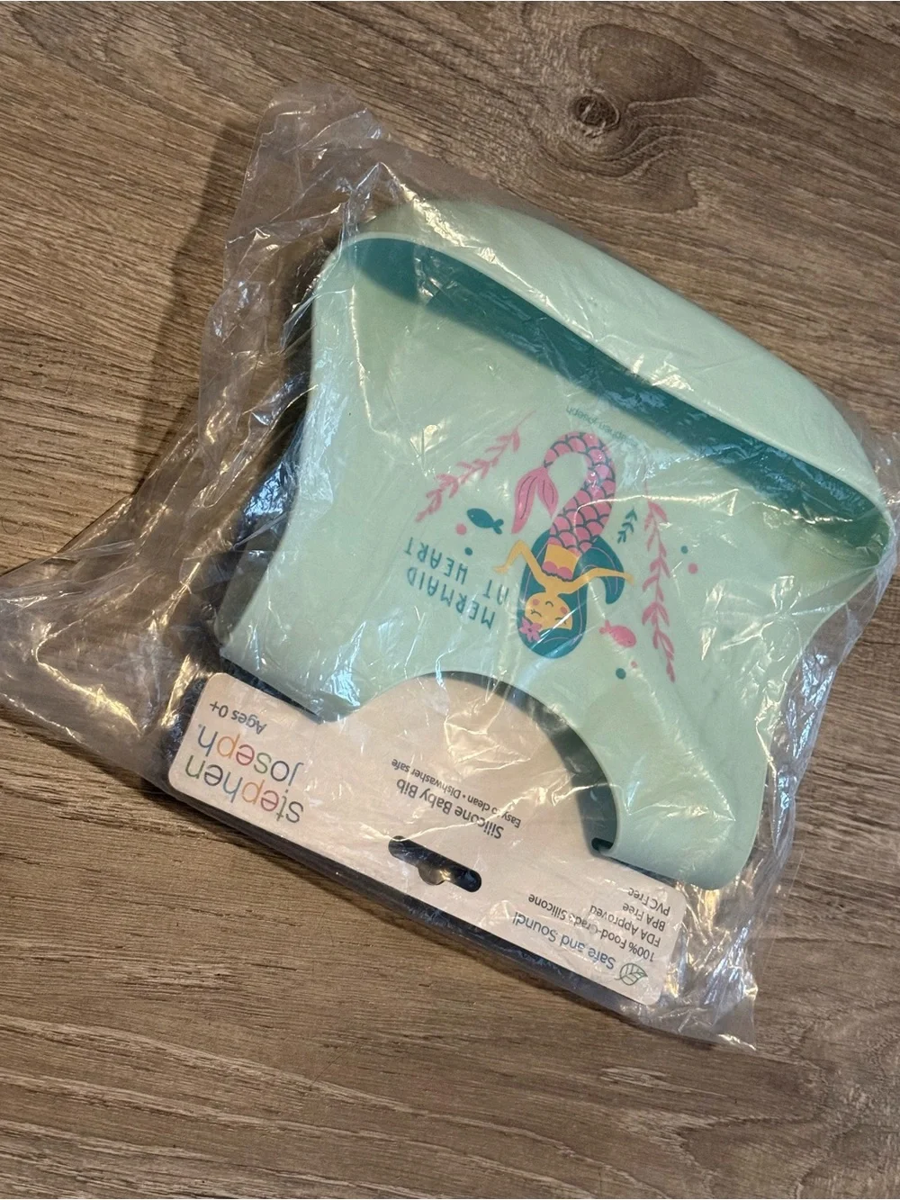 Stephen Joseph Mint Mermaid Silicone Baby Bib Pocket